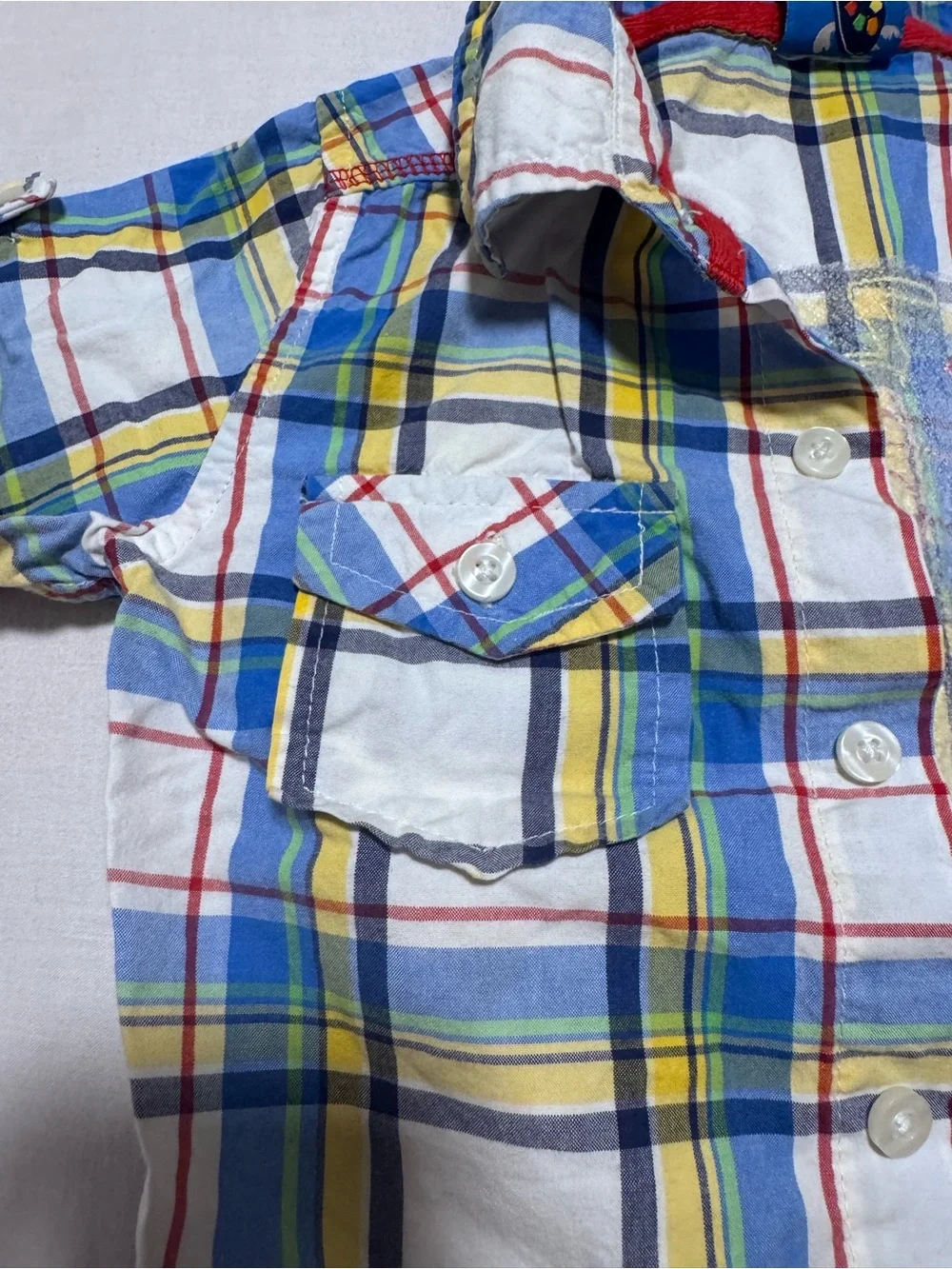 Vintage Boys Button Up 18 To 24 Months Lazoo Plaid Shirt Turtle Graphic Retro